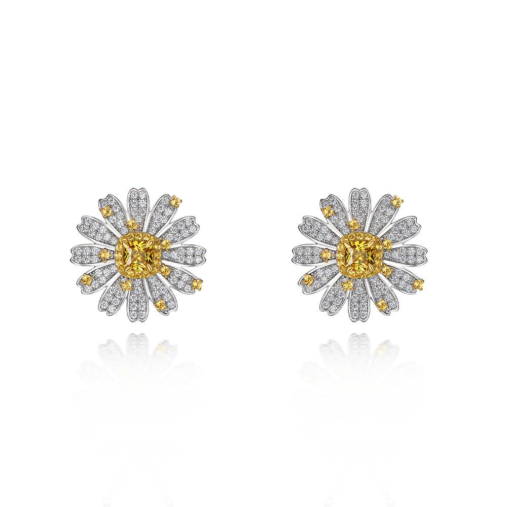 5 Carat Canary Yellow Cushion Cut Lab-Grown Diamond Earring | Brilliant Anniversary Gift