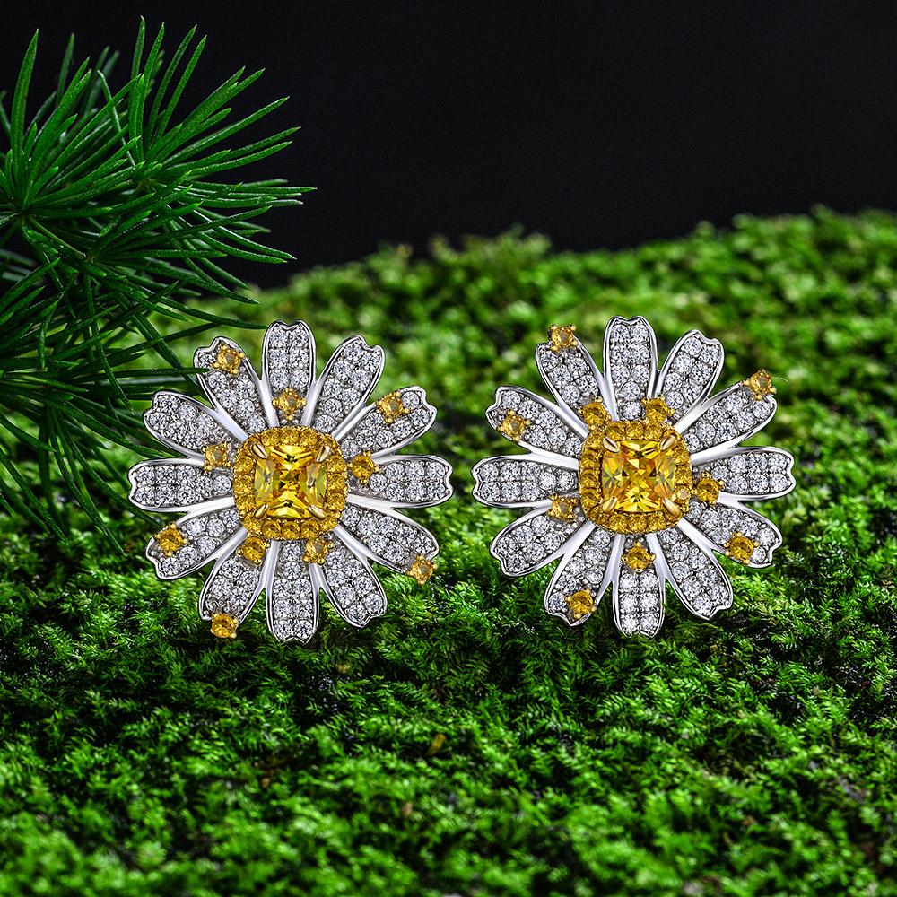 5 Carat Canary Yellow Cushion Cut Lab-Grown Diamond Earring | Brilliant Anniversary Gift
