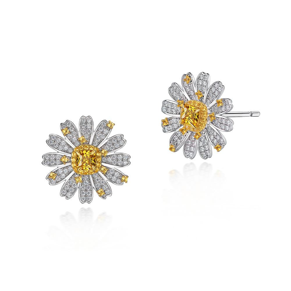 5 Carat Canary Yellow Cushion Cut Lab-Grown Diamond Earring | Brilliant Anniversary Gift
