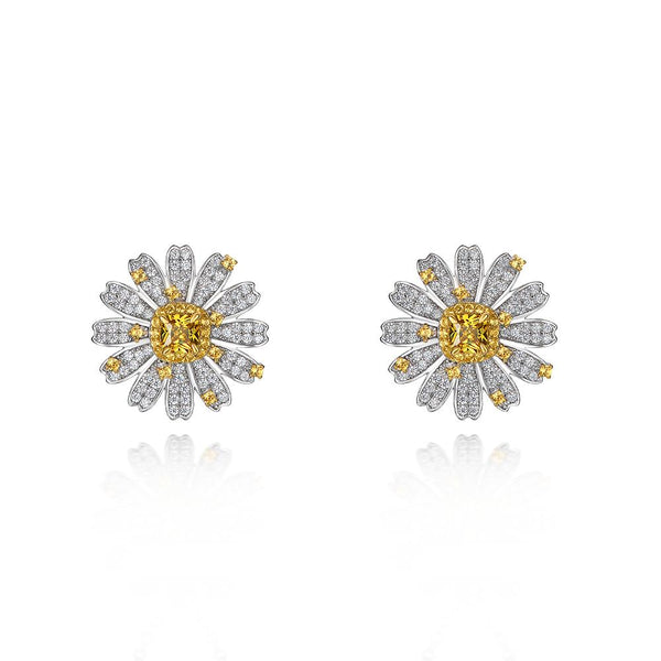 5 Carat Canary Yellow Cushion Cut Lab-Grown Diamond Earring | Brilliant Anniversary Gift