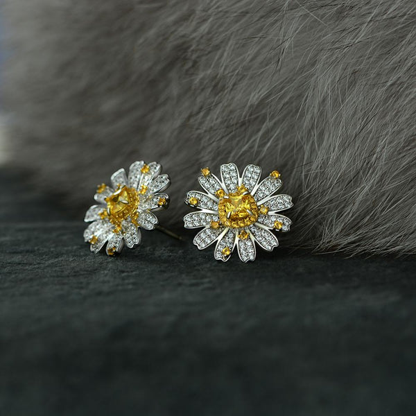 5 Carat Canary Yellow Cushion Cut Lab-Grown Diamond Earring | Brilliant Anniversary Gift