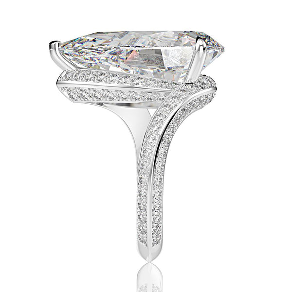 5 Carat D Color Engagement Pear-Shaped Lab-Grown Diamond Ring