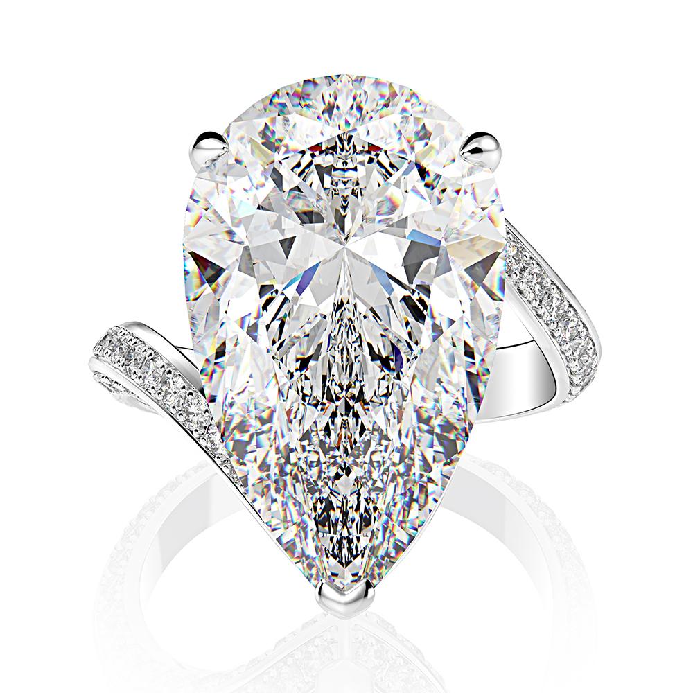 5 Carat D Color Engagement Pear-Shaped Lab-Grown Diamond Ring