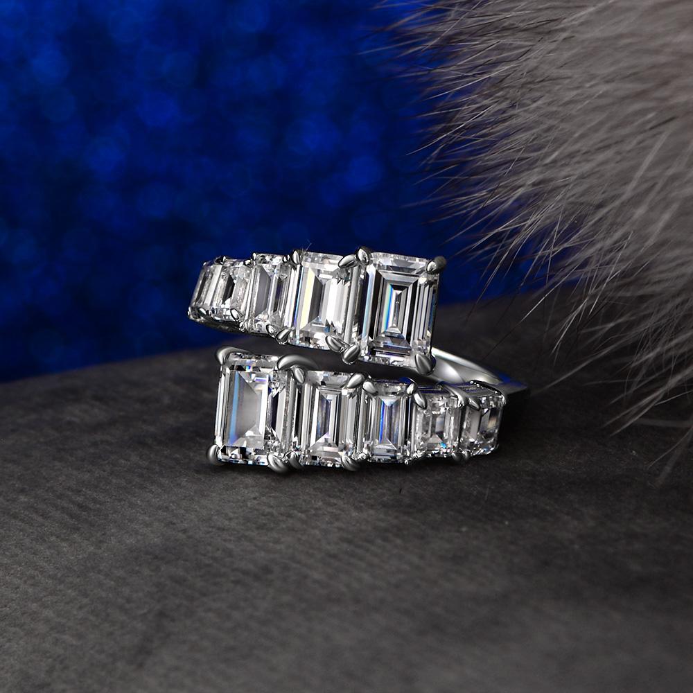 5 Carat Toi Et Moi Lab-Grown Diamond Baguette Cut Eternity Ring, Super Luxury Et Moi Engagement Ring