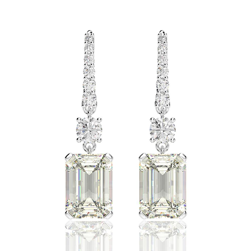6 Carat Brilliant Emerald Cut Long Tassel Lab-Created Diamond Earring