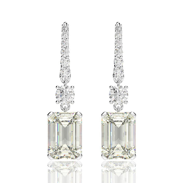 6 Carat Brilliant Emerald Cut Long Tassel Lab-Created Diamond Earring