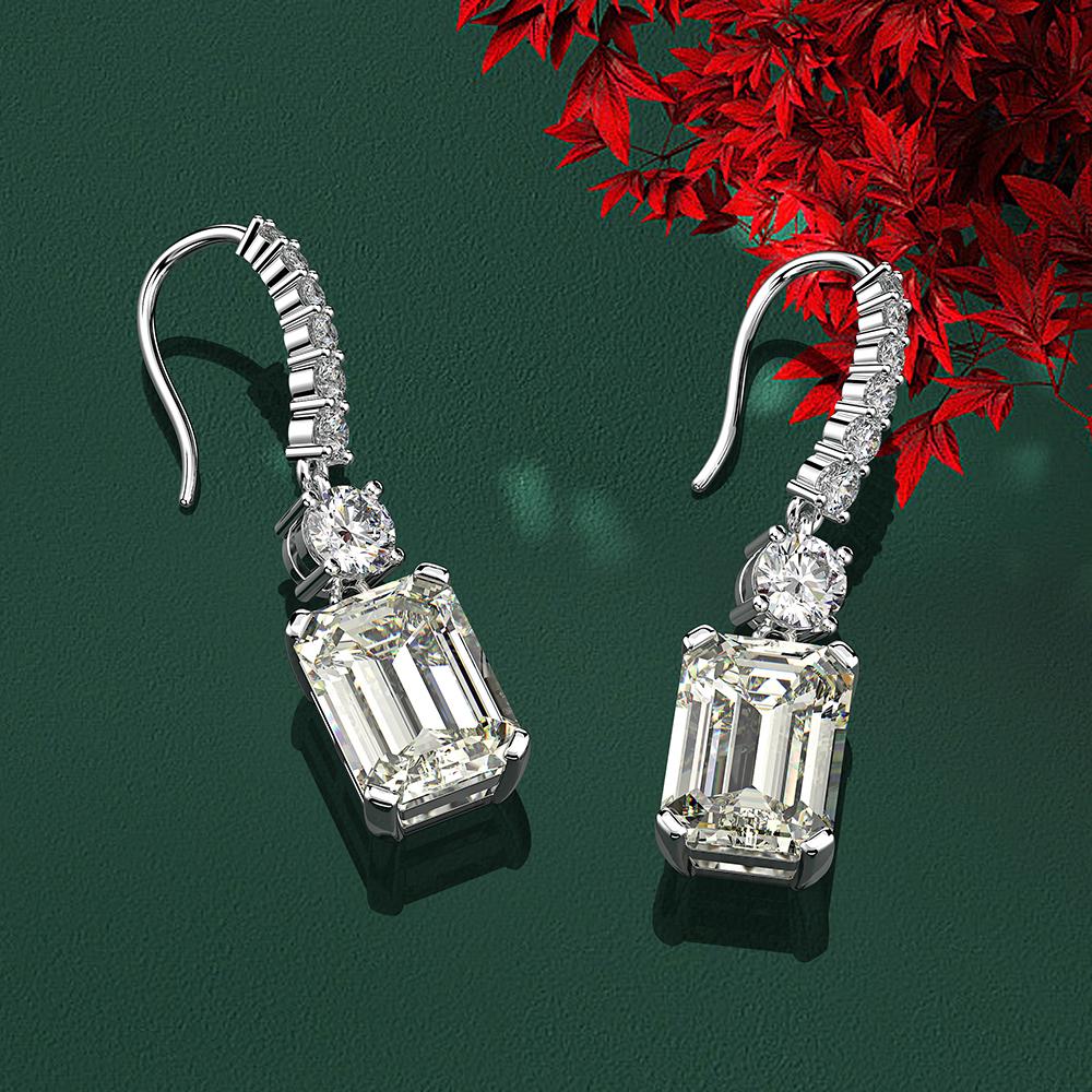 6 Carat Brilliant Emerald Cut Long Tassel Lab-Created Diamond Earring | Minimalist Earring For Her