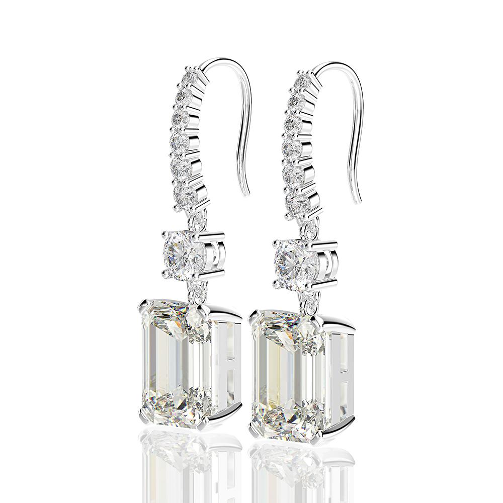 6 Carat Brilliant Emerald Cut Long Tassel Lab-Created Diamond Earring | Minimalist Earring For Her
