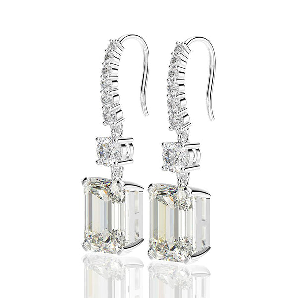 6 Carat Brilliant Emerald Cut Long Tassel Lab-Created Diamond Earring | Minimalist Earring For Her