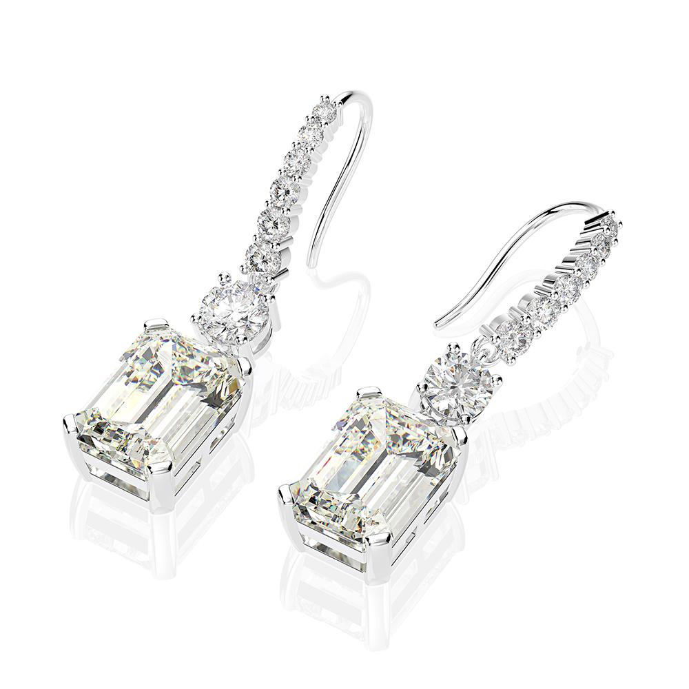 6 Carat Brilliant Emerald Cut Long Tassel Lab-Created Diamond Ring | Minimalist Earring For Her