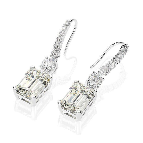 6 Carat Brilliant Emerald Cut Long Tassel Lab-Created Diamond Ring | Minimalist Earring For Her