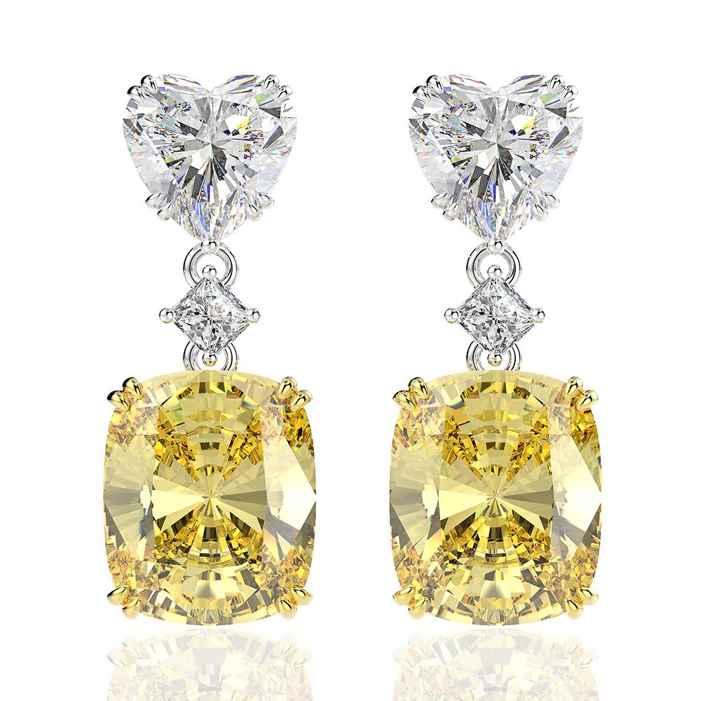 6 Carat Cushion Canary Yellow Diamond Earrings