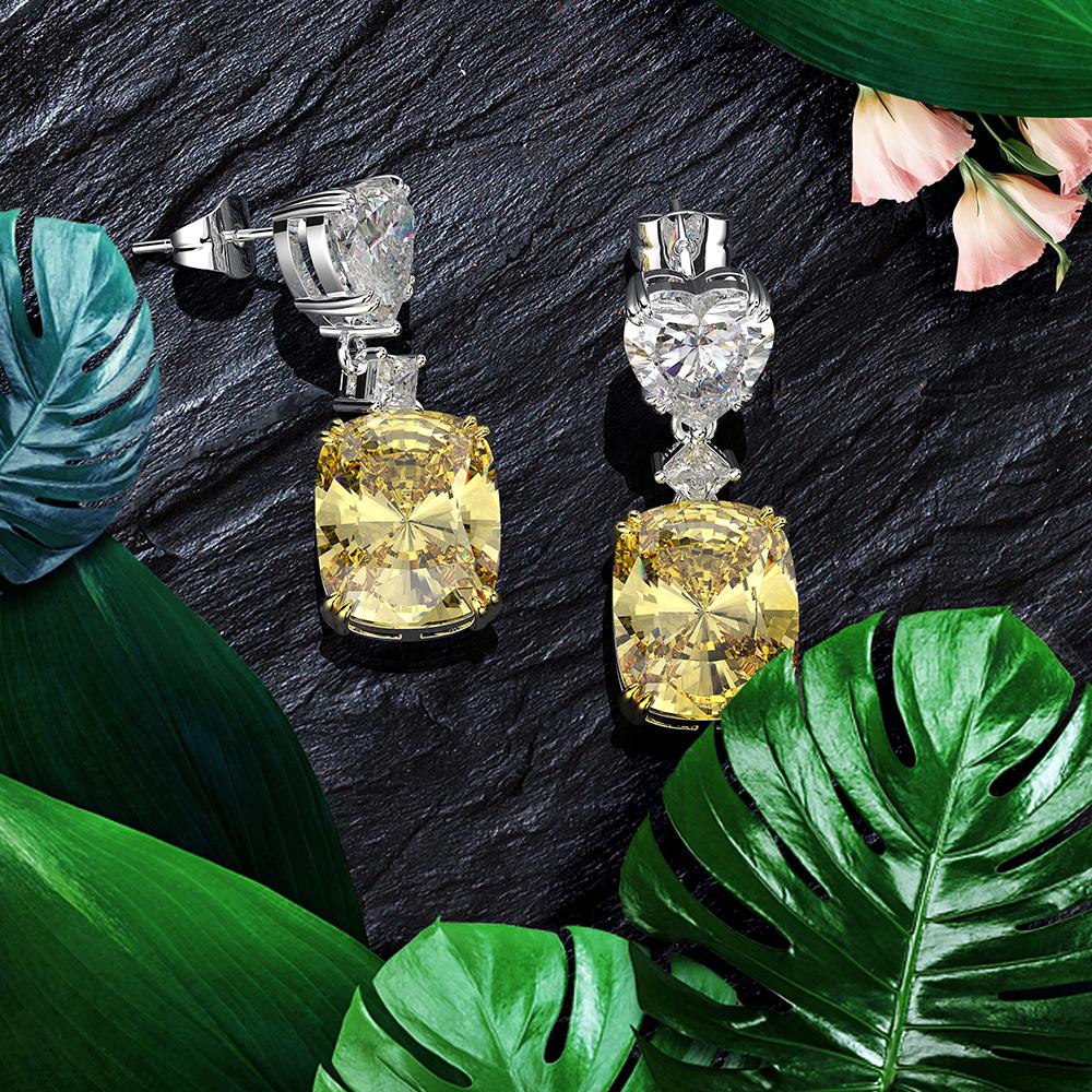 6 Carat Cushion Canary Yellow Diamond Earrings