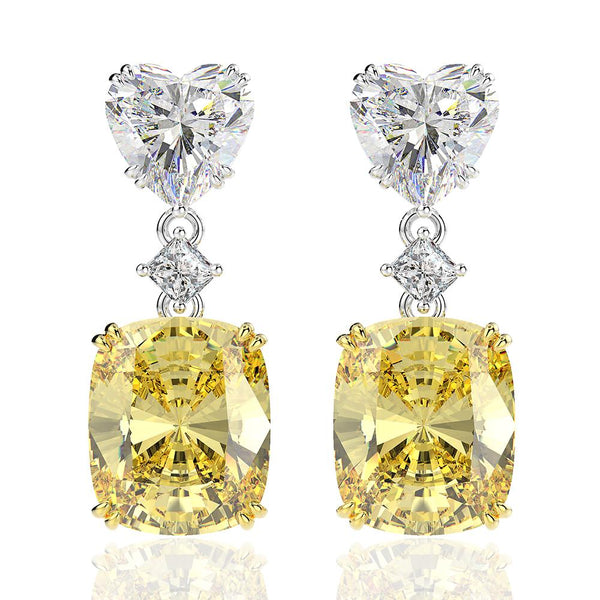 6 Carat Cushion Canary Yellow Diamond Earrings