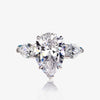 6-carat D color brilliant pear-cut diamond ring with a three-stone design, perfect for weddings and engagements, crafted for ultimate luxury.