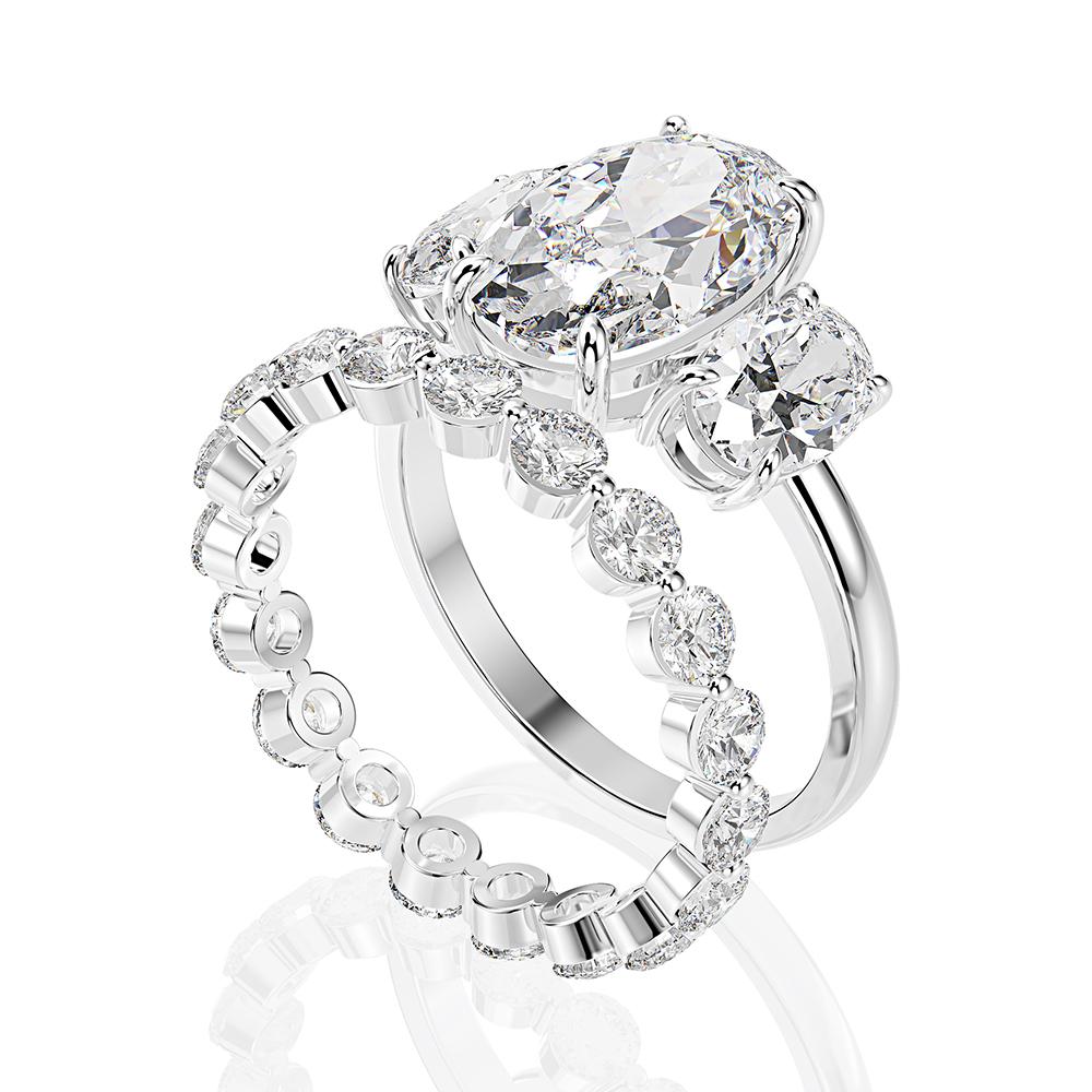 2-carat D color diamond wedding ring set with luxury halo design, perfect for engagement and wedding jewelry.