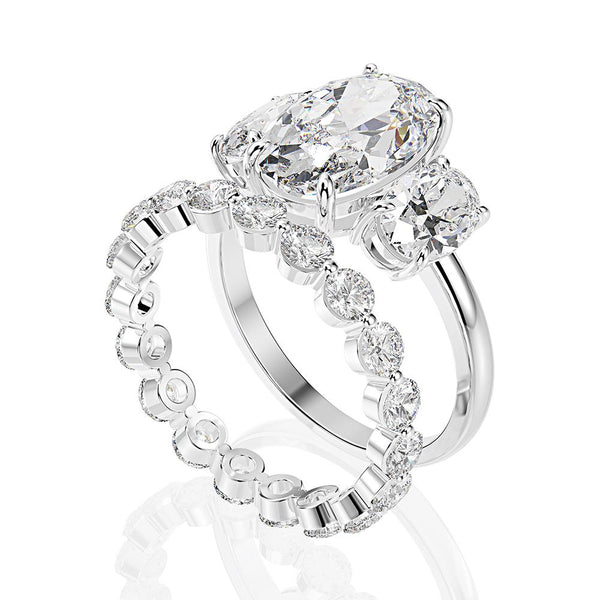2-carat D color diamond wedding ring set with luxury halo design, perfect for engagement and wedding jewelry.