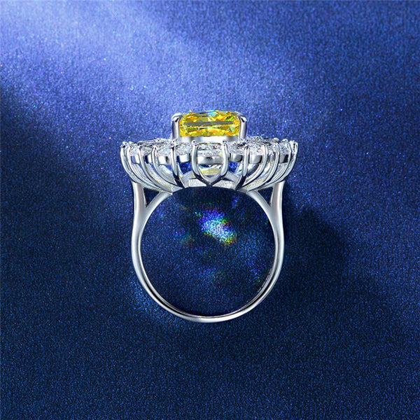 7-carat princess-cut Daisy Flower diamond ring, featuring a stunning halo design. Perfect for weddings, anniversaries, and special moments.