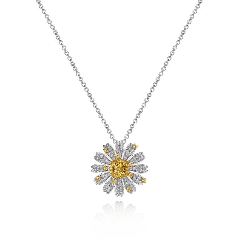7 Carat Princess Cut Daisy Flower Lab-Grown Diamond Halo Pendant | Brilliant Design for Her
