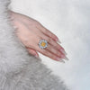 7-carat princess-cut Daisy Flower diamond ring, featuring a stunning halo design. Perfect for weddings, anniversaries, and special moments.