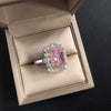 7 Carat Vivid Pink Double Halo Diamond Simulant Cocktail Ring| Best Double Halo Anniversary Ring