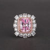 7 Carat Vivid Pink Double Halo Diamond Simulant Cocktail Ring| Best Double Halo Anniversary Ring