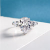 6 Carat D Color Brilliant Pear-Cut Diamond Ring | Three-Stone Luxury Design Wedding Ring