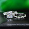 2-carat D-color cushion-cut diamond wedding ring set with luxury halo design, perfect for engagements and weddings.