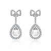 Long Tassel Love Bow Style Mother of Pearl Dangle Earring w Luxurious Design