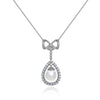 Long Tassel Love Bow Style Mother of Pearl Dangle Pendant w Luxurious Design