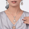Long Tassel Love Bow Style Mother of Pearl Dangle Pendant w Luxurious Design