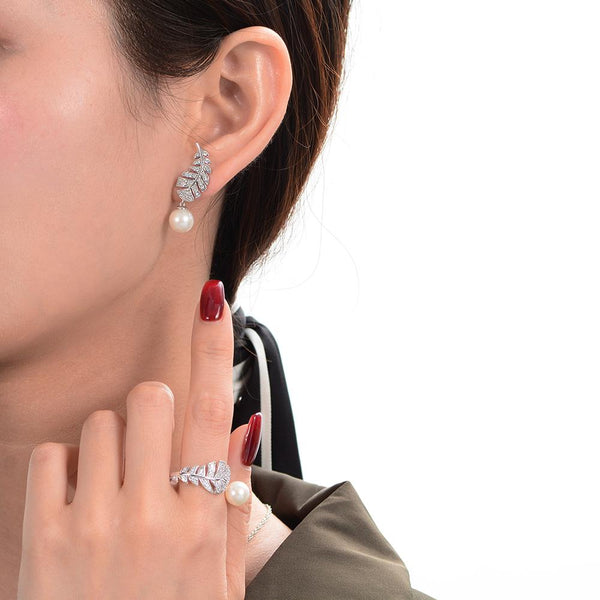 Mother of Pearl Feather Style Dangle Earring, Best Luxurious Design For Her