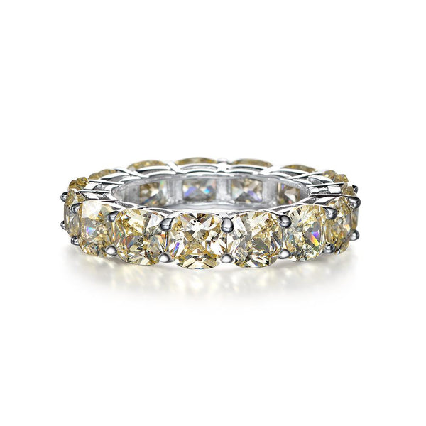 4 Carat Eternity Vivid Yellow Lab-Grown Diamond Brilliant Cut Ring | Best Wedding Ring. A minimalist eternity design perfect for luxurious engagements.