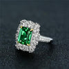 7 Carat Vivid Green Emerald Cut Lab-Created Emerald Halo Engagement Ring