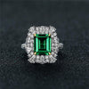 7 Carat Vivid Green Emerald Cut Lab-Created Emerald Halo Engagement Ring