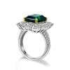 7 Carat Vivid Green Emerald Cut Lab-Created Emerald Halo Engagement Ring