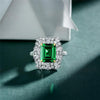 7 Carat Vivid Green Emerald Cut Lab-Created Emerald Halo Engagement Ring