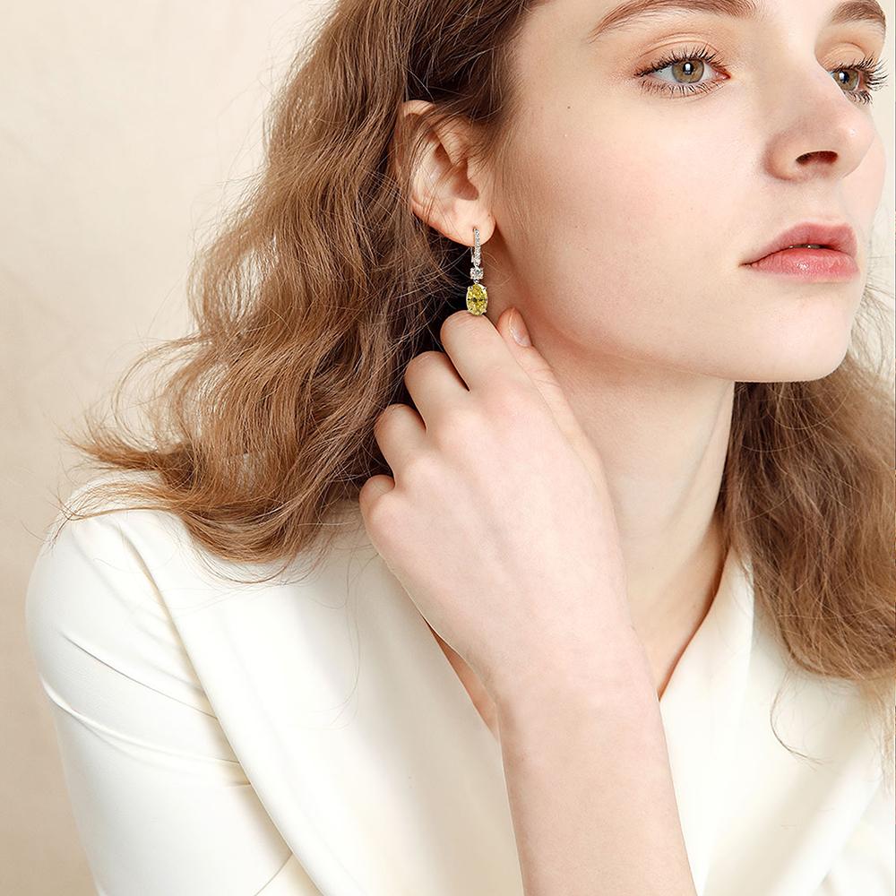 D Color Oval Diamond Tassel Earrings | Sterling Silver Luxury Drop Earrings